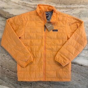 NWT Patagonia Nano Puff Brick Quilt Jacket Vivid Apricot Orange Kids Small $119